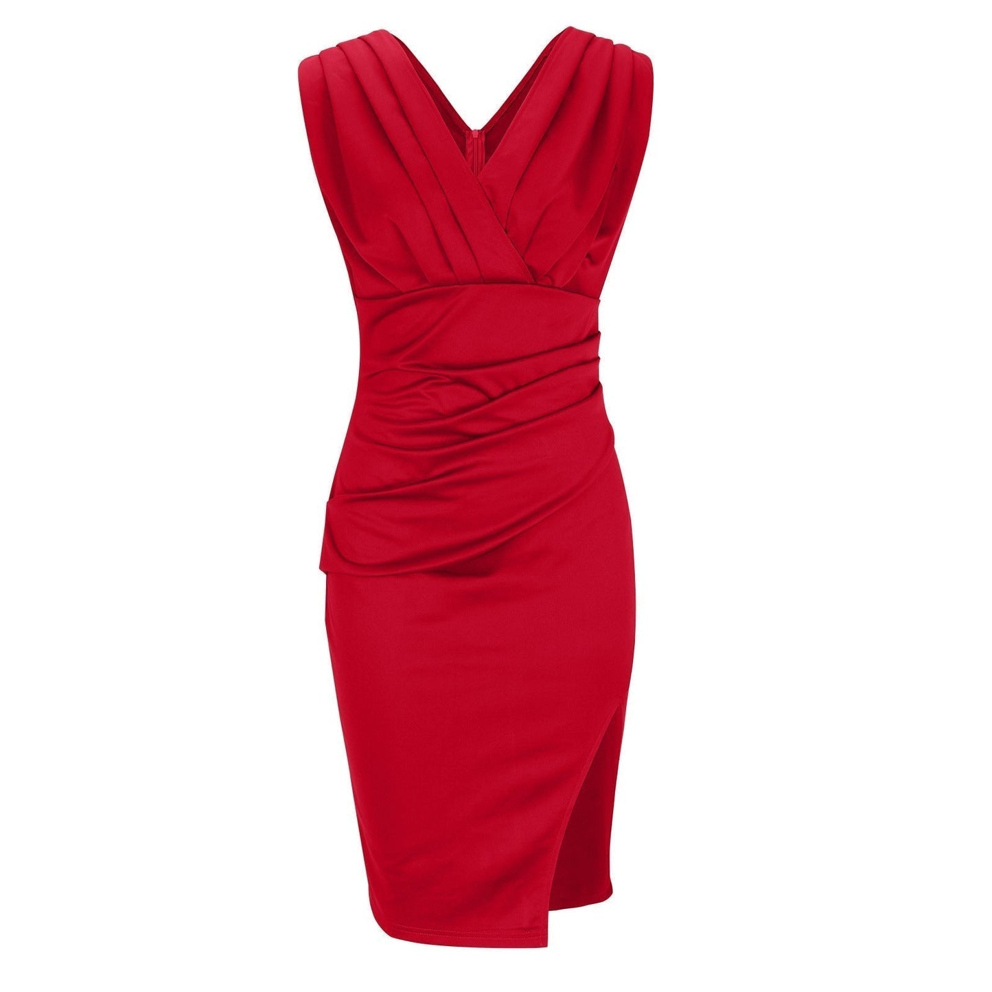 Samantha – Elegantes Kleid mit V-Ausschnitt & Schlitz