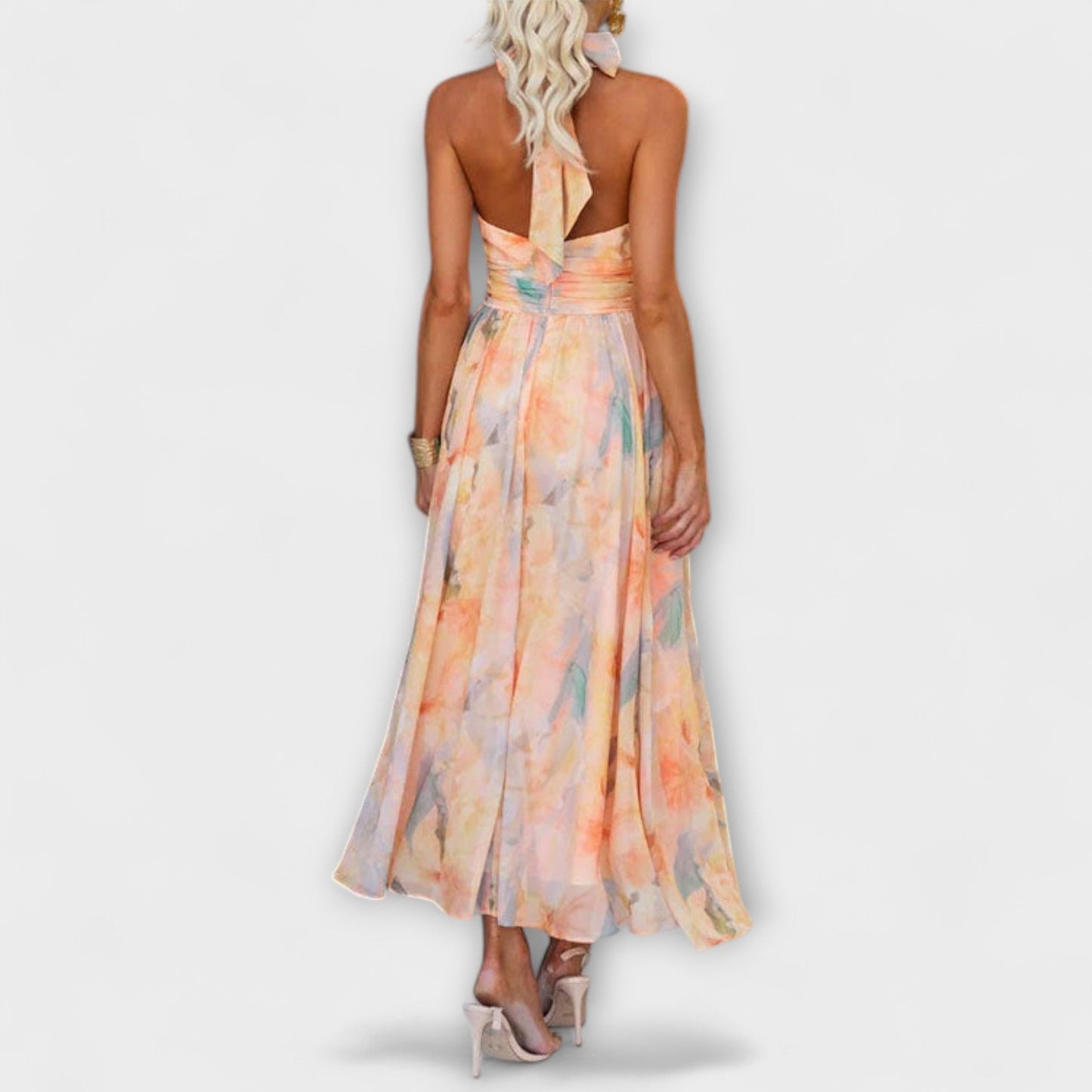 Liora™ – Sommerliches Maxikleid mit Aquarell-Print & femininer Eleganz